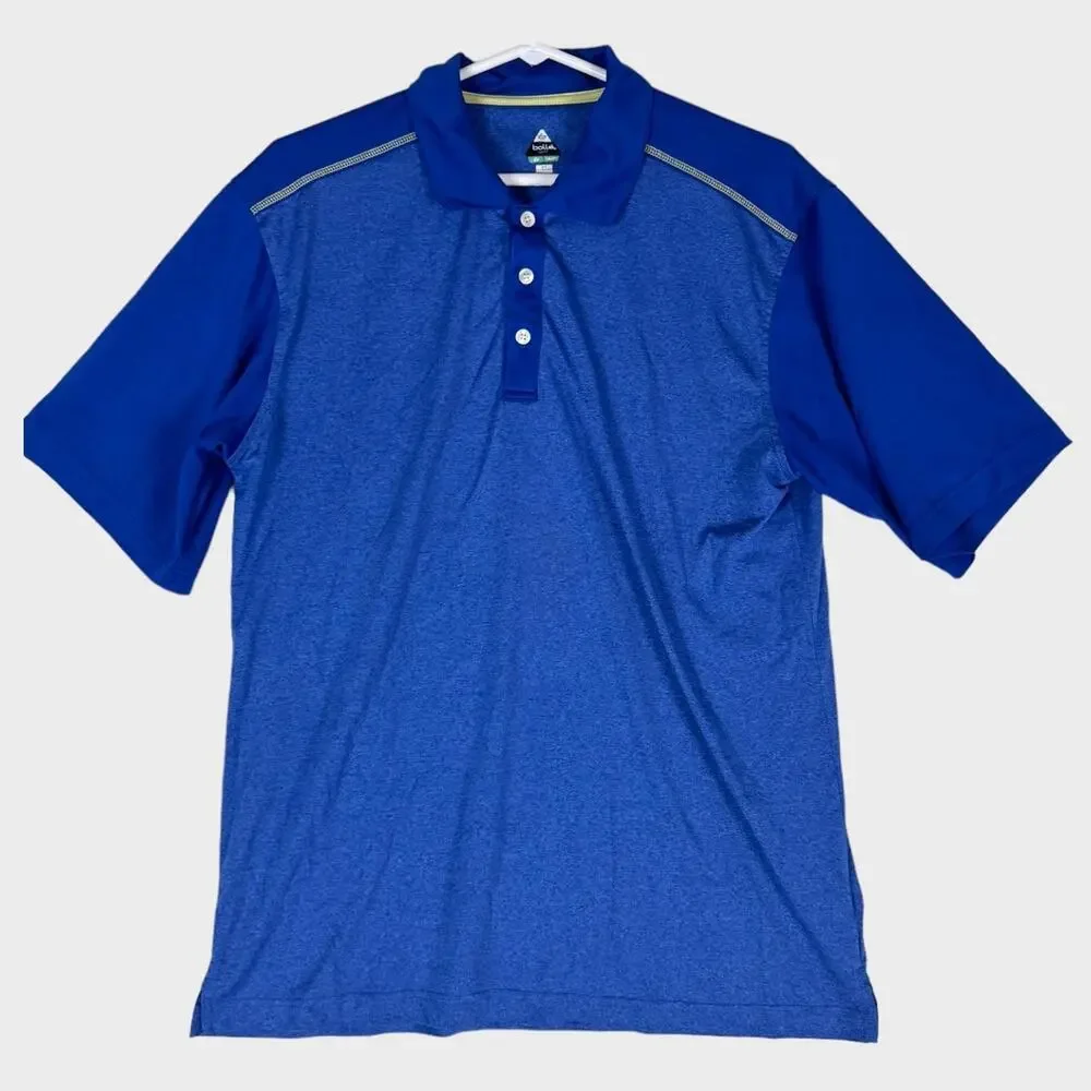 Bolle Golf Men Medium 100% Polyester Two Tone Blue Golf Polo Short Sleeve Shirt